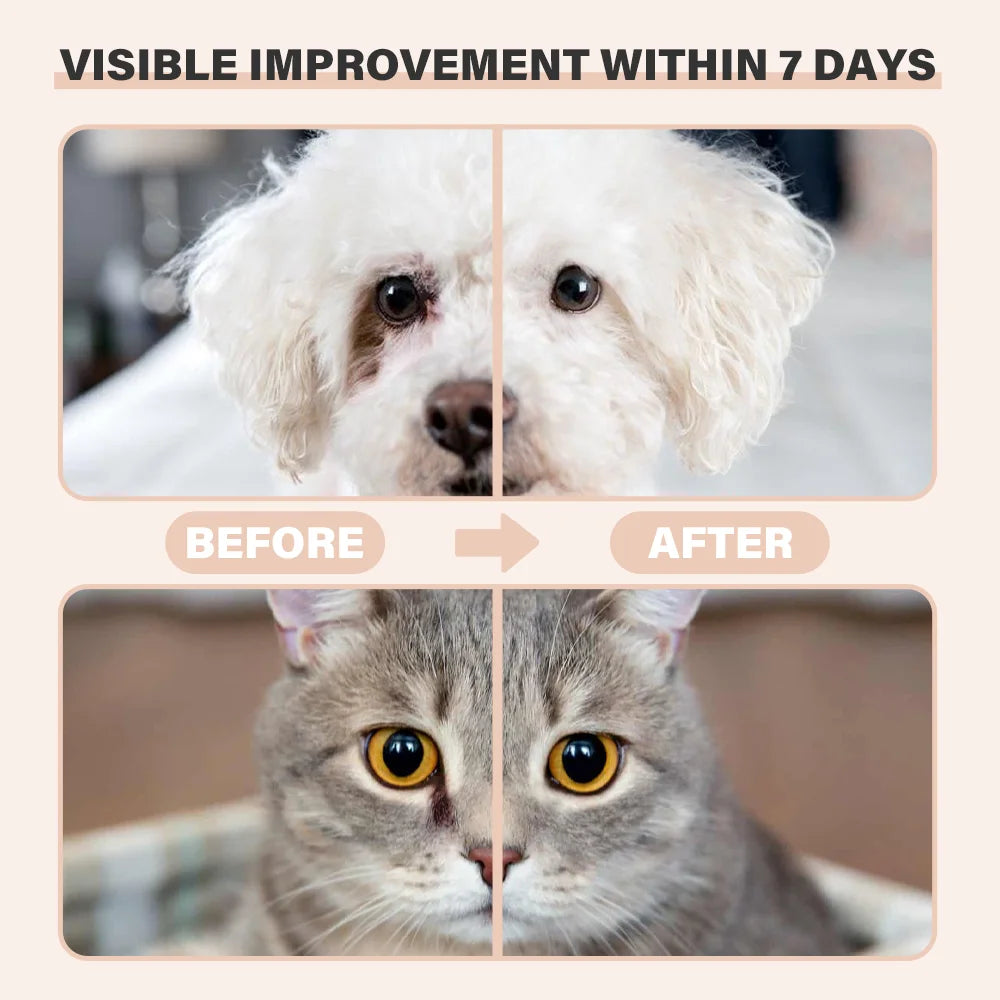 Pet Tear Stain Remover Balm With Brush Gentle Eye Cleaner For Dogs Cats Reduce Tear Marks Safe Non-Irritating Pet Eye Care