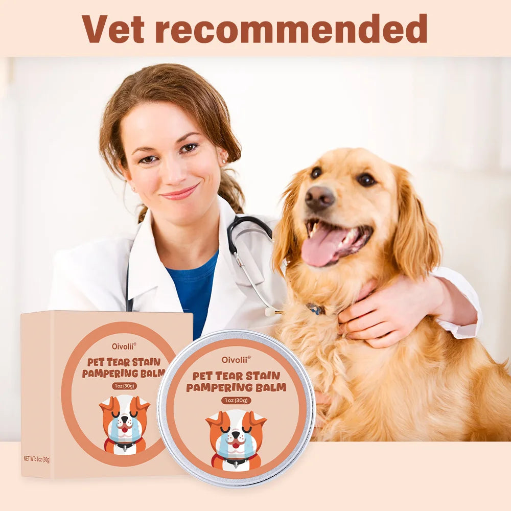 Pet Tear Stain Remover Balm With Brush Gentle Eye Cleaner For Dogs Cats Reduce Tear Marks Safe Non-Irritating Pet Eye Care
