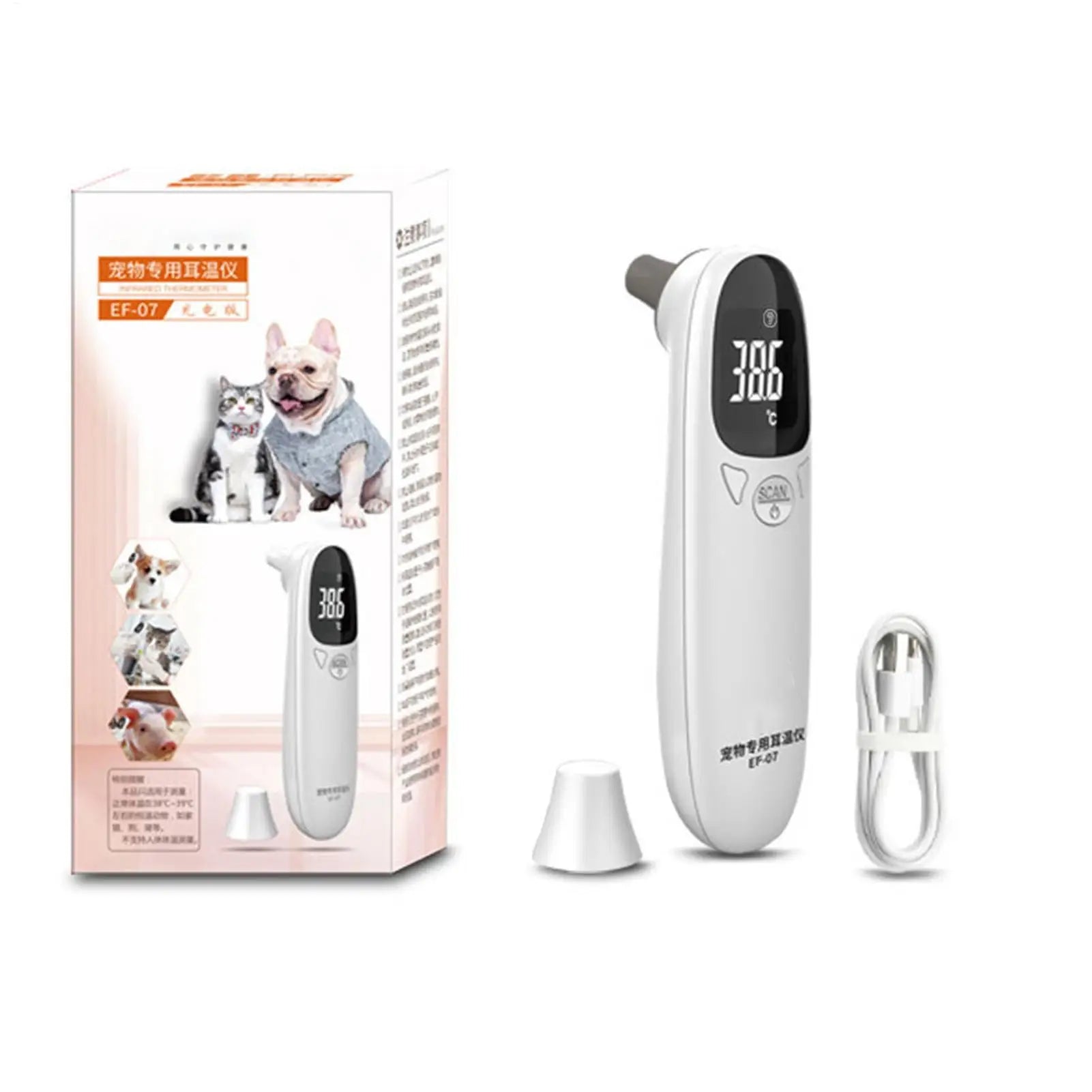 Vet Tech Pet Thermometer, Accurate Fever Detection for Cats Dogs, High-Precision Dual-Mode Animal Health Monitor Pet Supplies