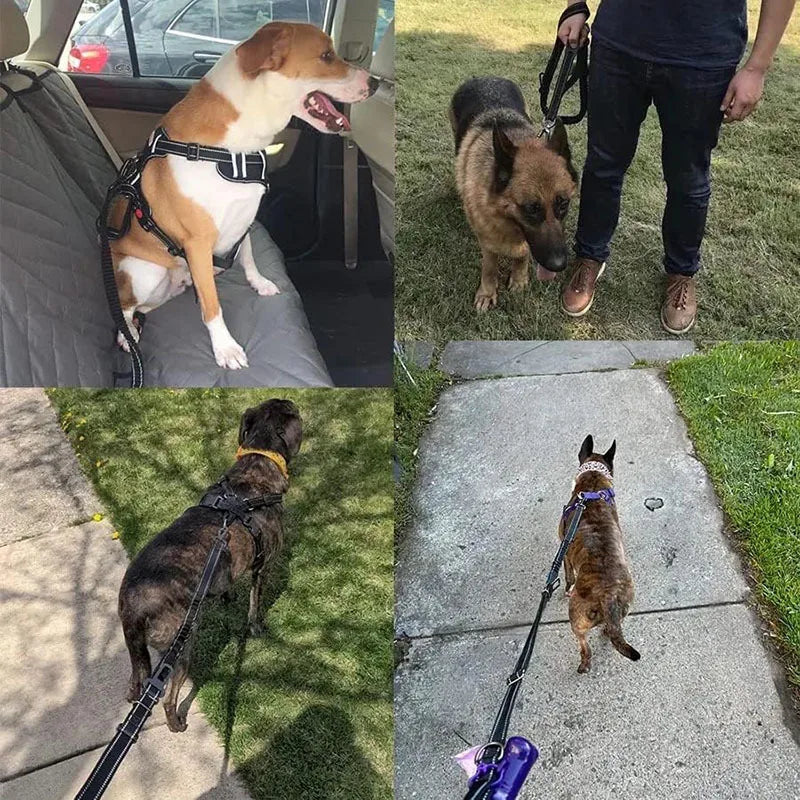 Reflective Shock Absorbing Pet Leashes with Car Seatbelt，Medium and Large Dog Tactical Safety Leash，Explosion-proof Dog Leash