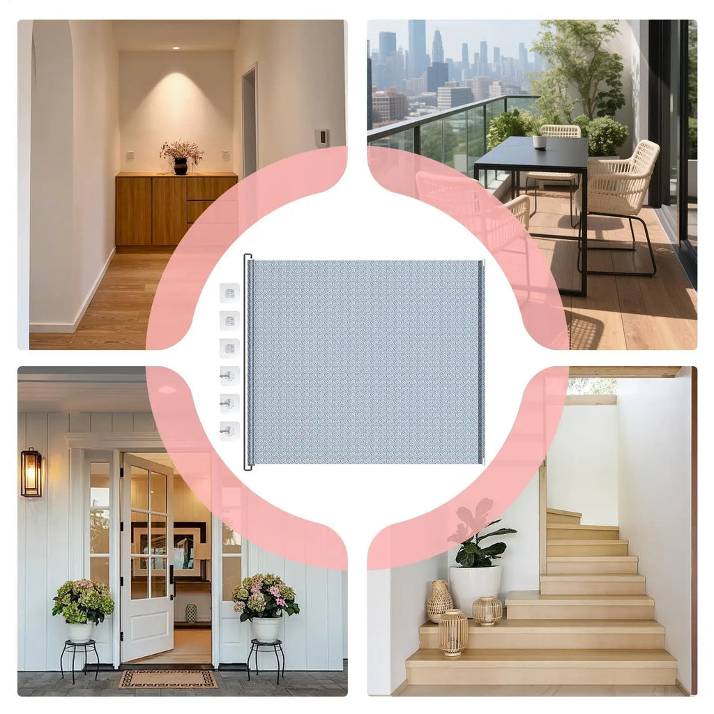 Retractable Pet Safety Gate No-Drill Childproof Net Fence Cat Baffle Protective Sliding Screen for Indoor Staircase Patio Deck