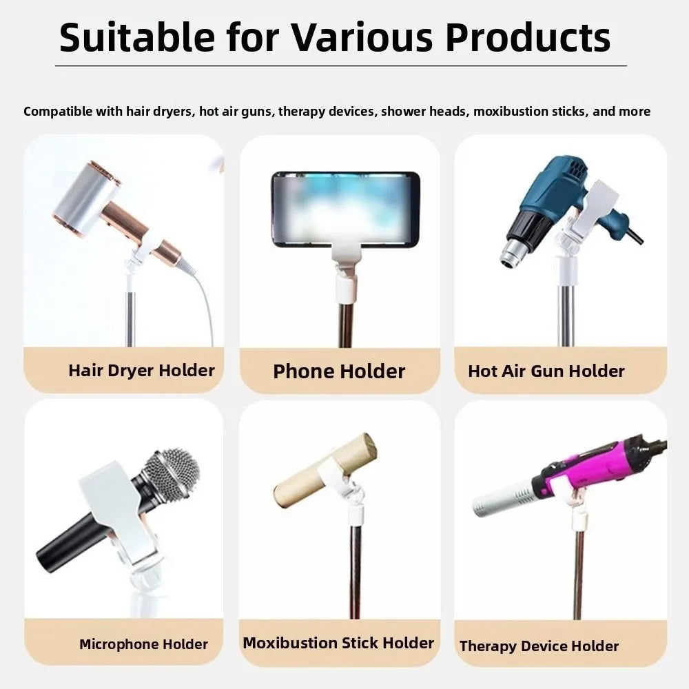 Retractable Pet Hair Dryer Stand Adjustable Height Rotatable Hairdryer Storage Rack Stable Base Universal