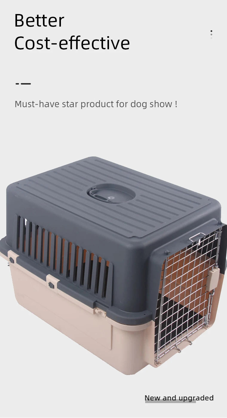 Wholesale Transport Dog Cats Carrier Portable Travel Pet Kennel Airline Travel Pet Cage Approved Hot Sale New Box Grey Solid