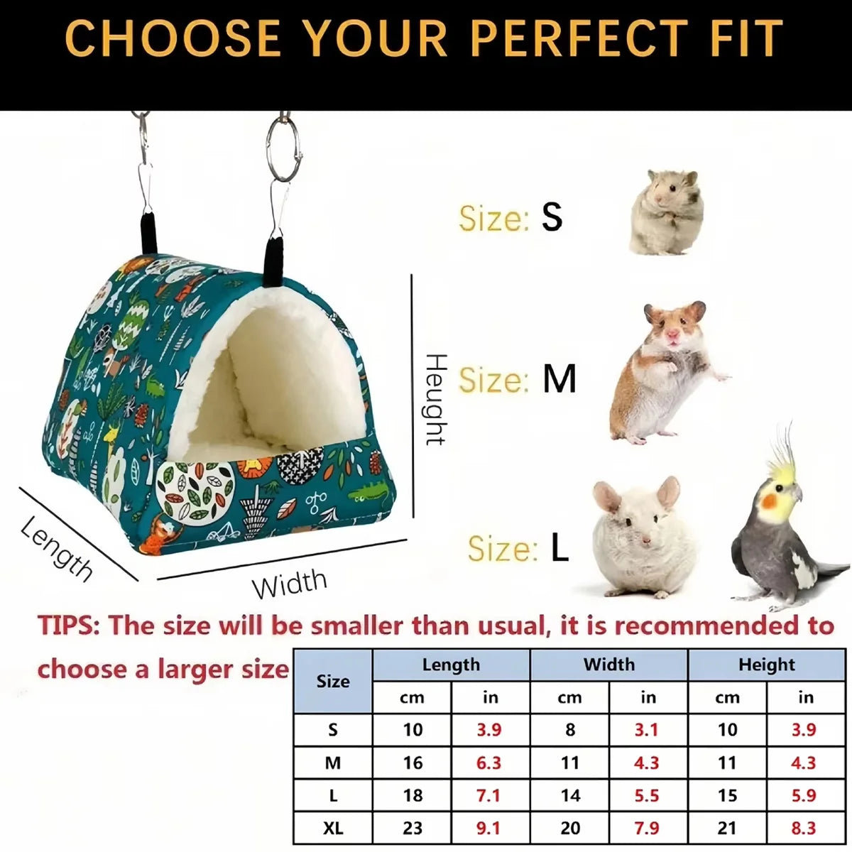 Cozy Plush Small Pet Hammock Four Seasons Parrot Hanging Bird Bed High Quality Material for Small Pets Hamster Parrot Guinea Pig