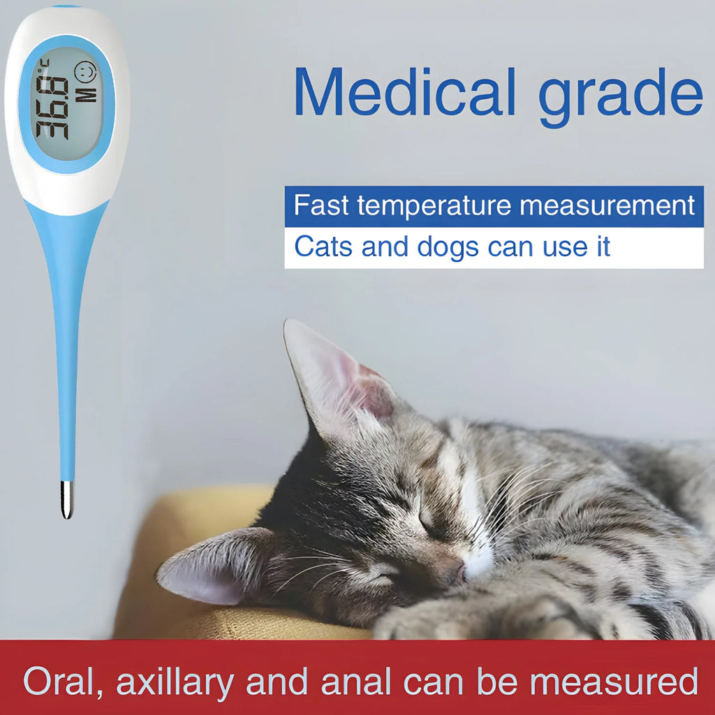 Pet Thermometer, LED Digital Electronic Veterinary Thermometer, Safe Accurate Temperature Tool for Dog and Cat