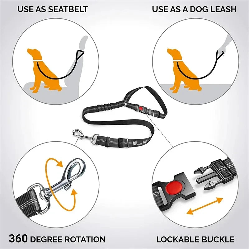 Adjustable Pet Safety Belts For Hot Dogs And Cats: Keep Your Pet Safe On The Road! Make Companionship Safer.