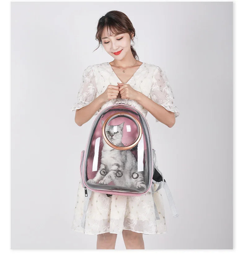 Pet Cat Travel Carrying Bag Space Pet Backpacks Breathable Portable Transparent Puppy Dog Transport Carrier Space Capsule Bags