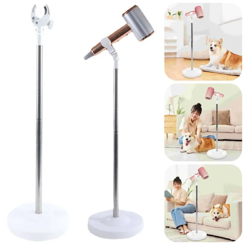 Retractable Pet Hair Dryer Stand Adjustable Height Rotatable Hairdryer Storage Rack Stable Base Universal