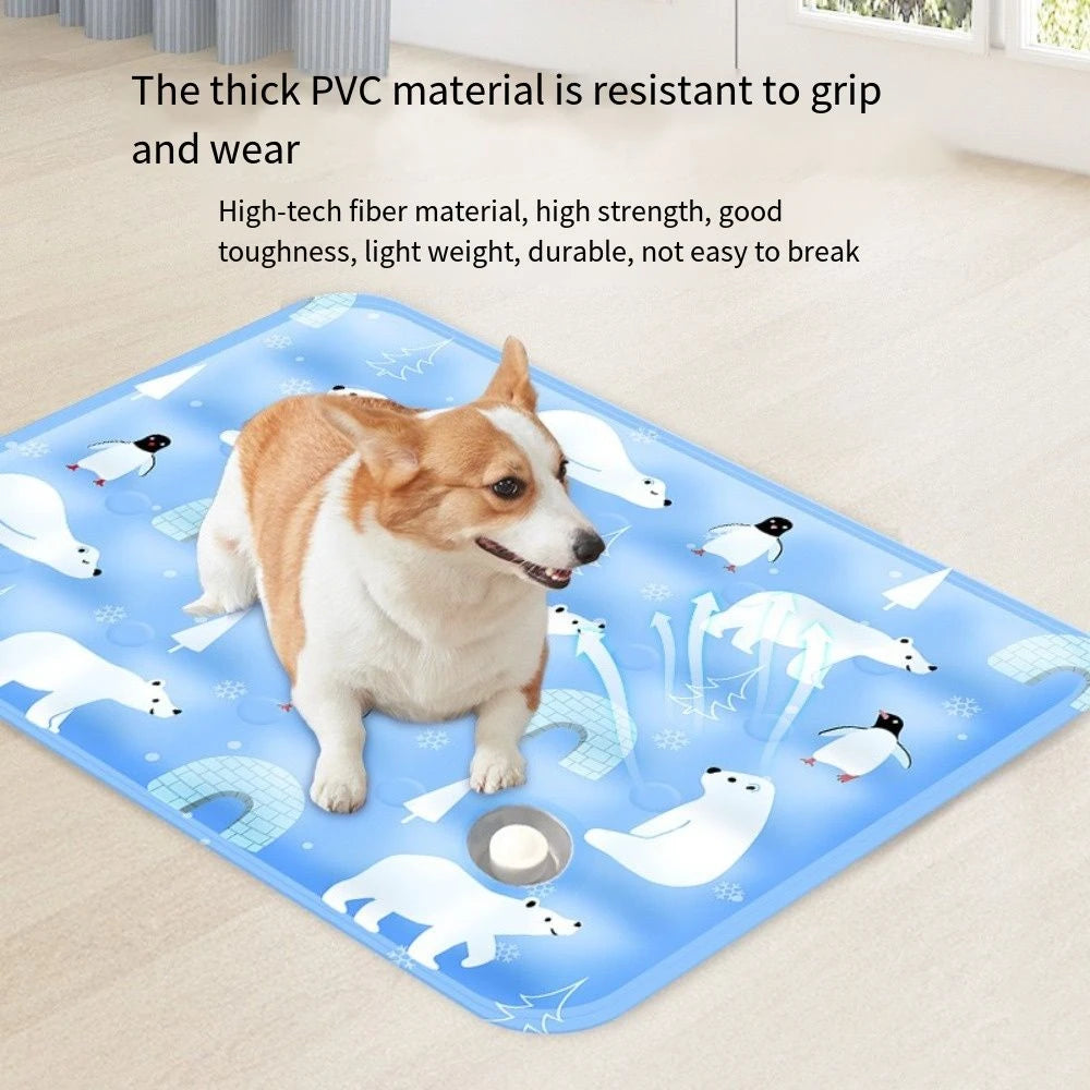 Ice Gel Pet Cooling Mat, Self Water Adding, Moisture-proof Cold Sleeping Pad for Small Large Dogs Cats Summer Indoor Use