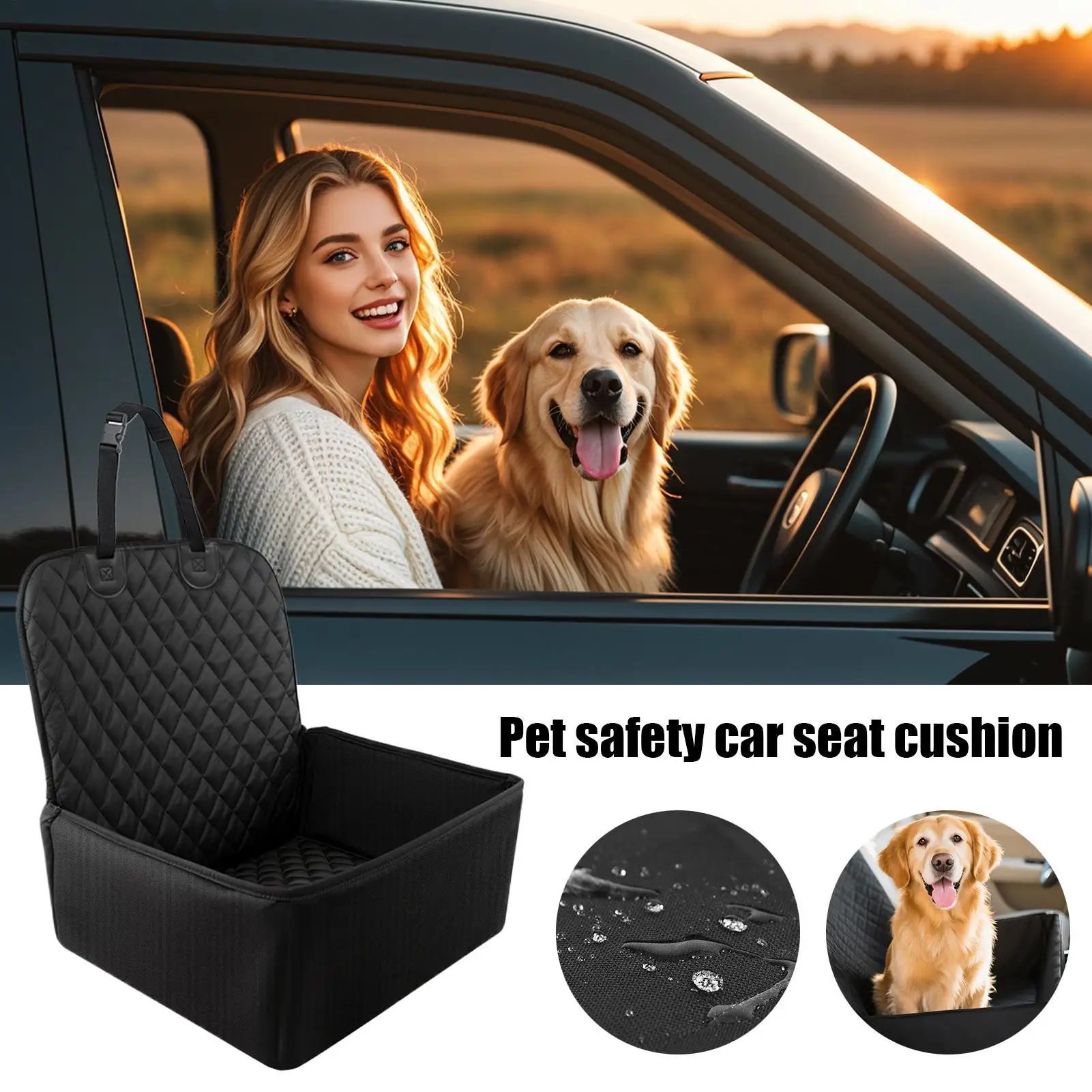 Pet safety car seat cushion, large size, waterproof and stain-resistant, suitable for cats and dogs, suitable for all seasons