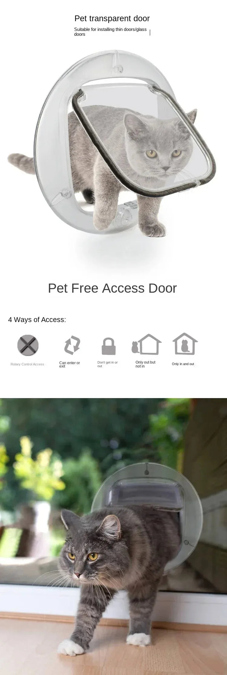 Pet Safety Gate SuppliesCat Door Interior Door Secure Kitten Dog Lock Flap Gate 4 Locking Cat Puppy Door Small Puppy