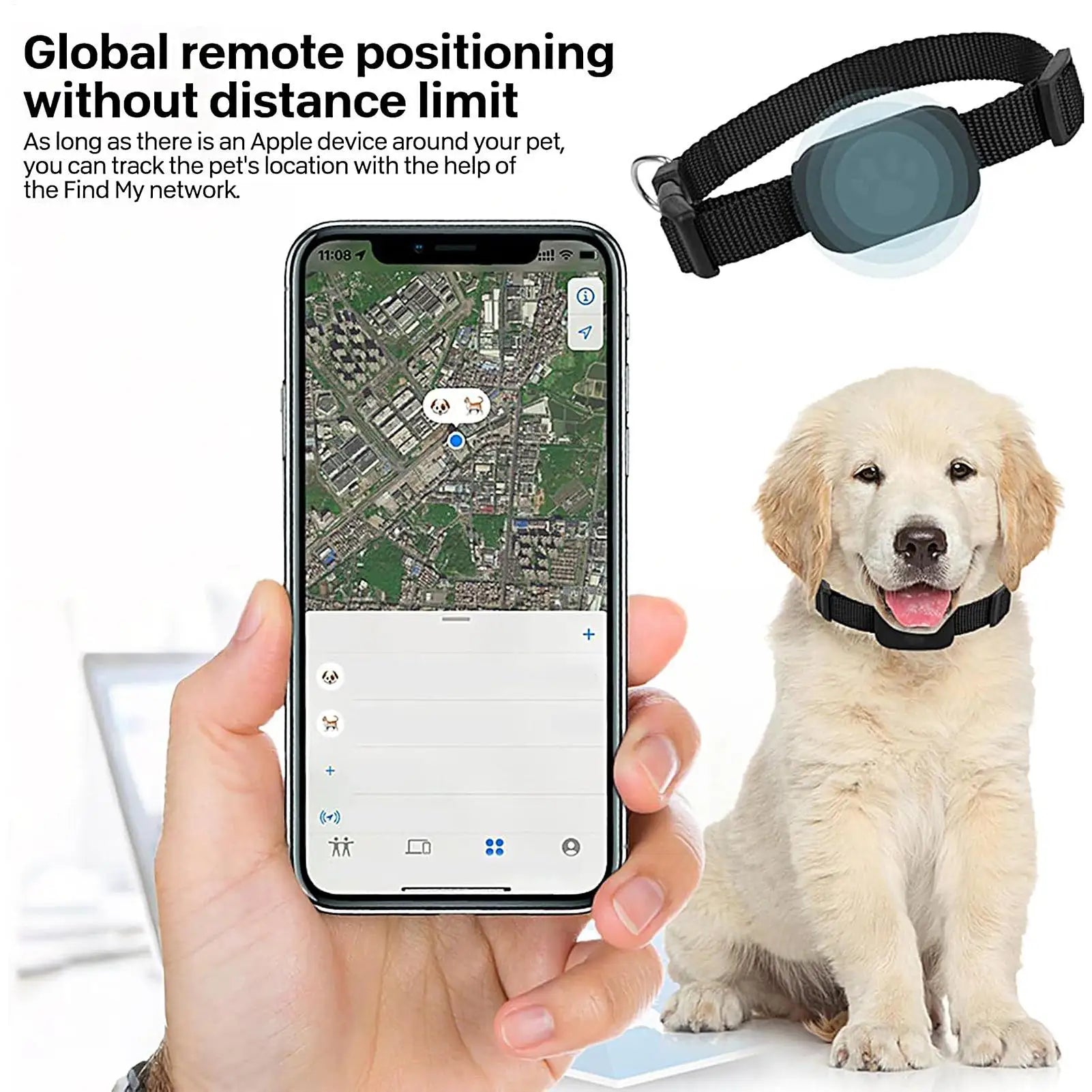 Cat Tracking GPS Collar for Pet Kitten Safety Protection Long-Lasting Battery Pet Cat  Global Locator for Medium Large Puppy