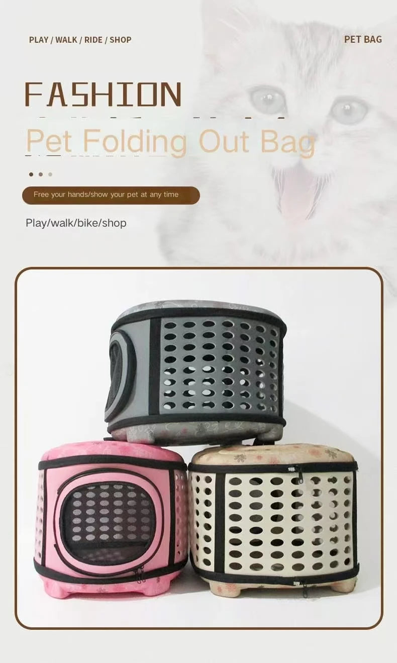 Portable pet travel bag, breathable, foldable, handheld, suitable for dogs and cats