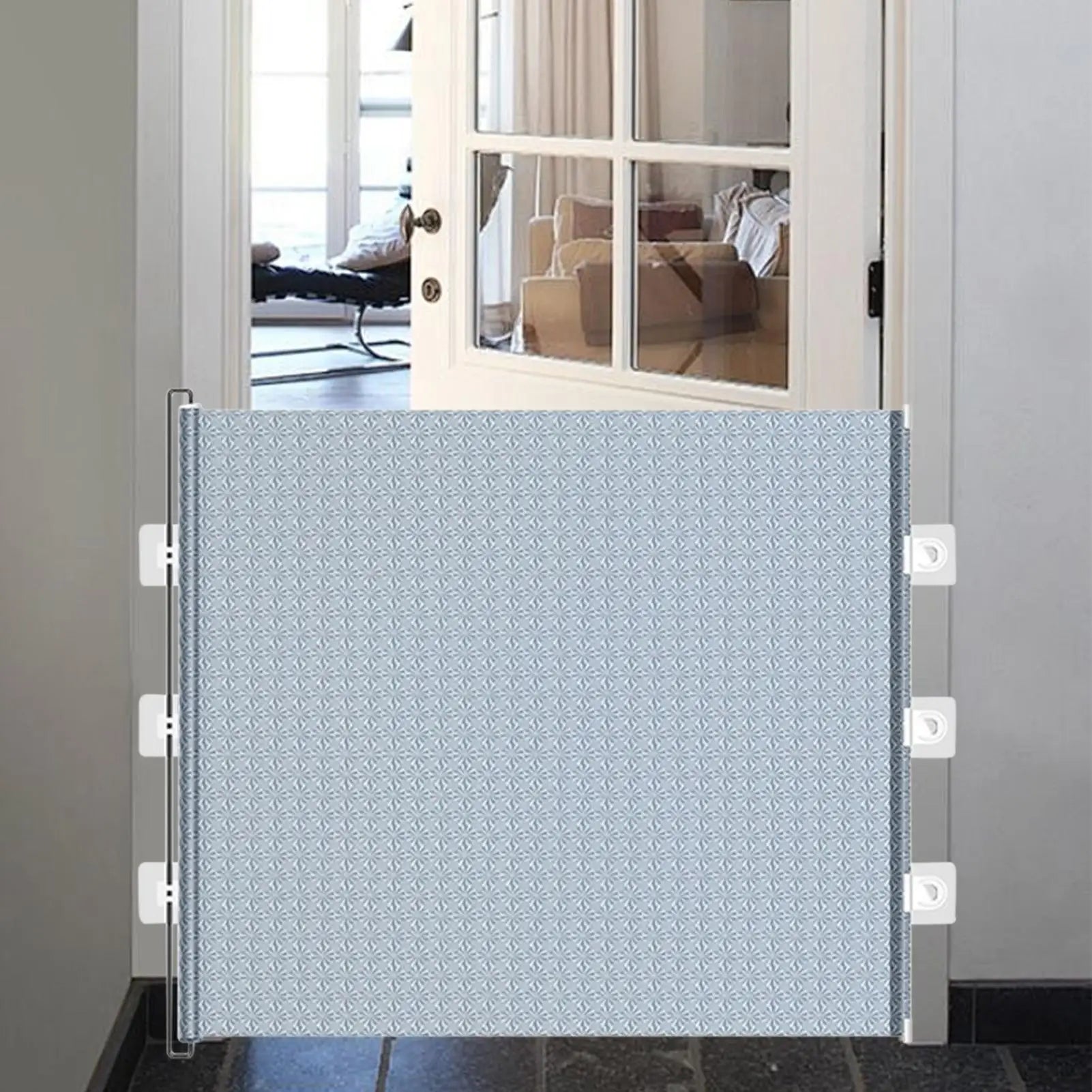 Retractable Pet Safety Gate No-Drill Childproof Net Fence Cat Baffle Protective Sliding Screen for Indoor Staircase Patio Deck