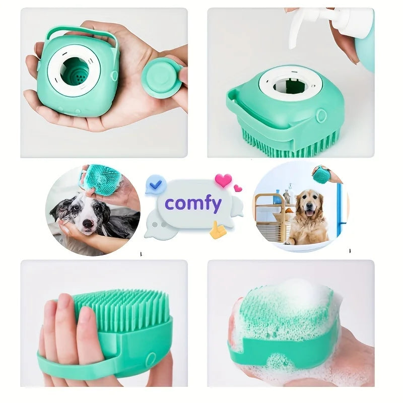7-Piece Pet Grooming Kit - Self-Cleaning Brush, Nail Clipper, File, Flea Comb, Bath Brush, Finger Toothbrush,