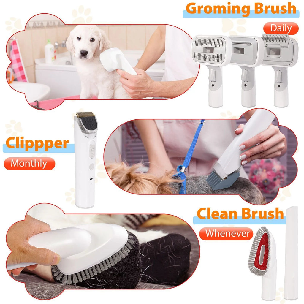 Pet Grooming Tools Vacuum Suction Electronic Pet Hair Professional Grooming Kit Clippers for Cats Dog Brush