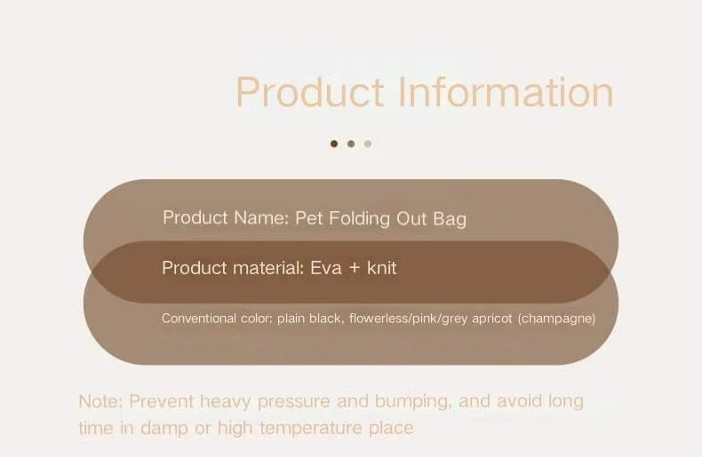 Portable pet travel bag, breathable, foldable, handheld, suitable for dogs and cats