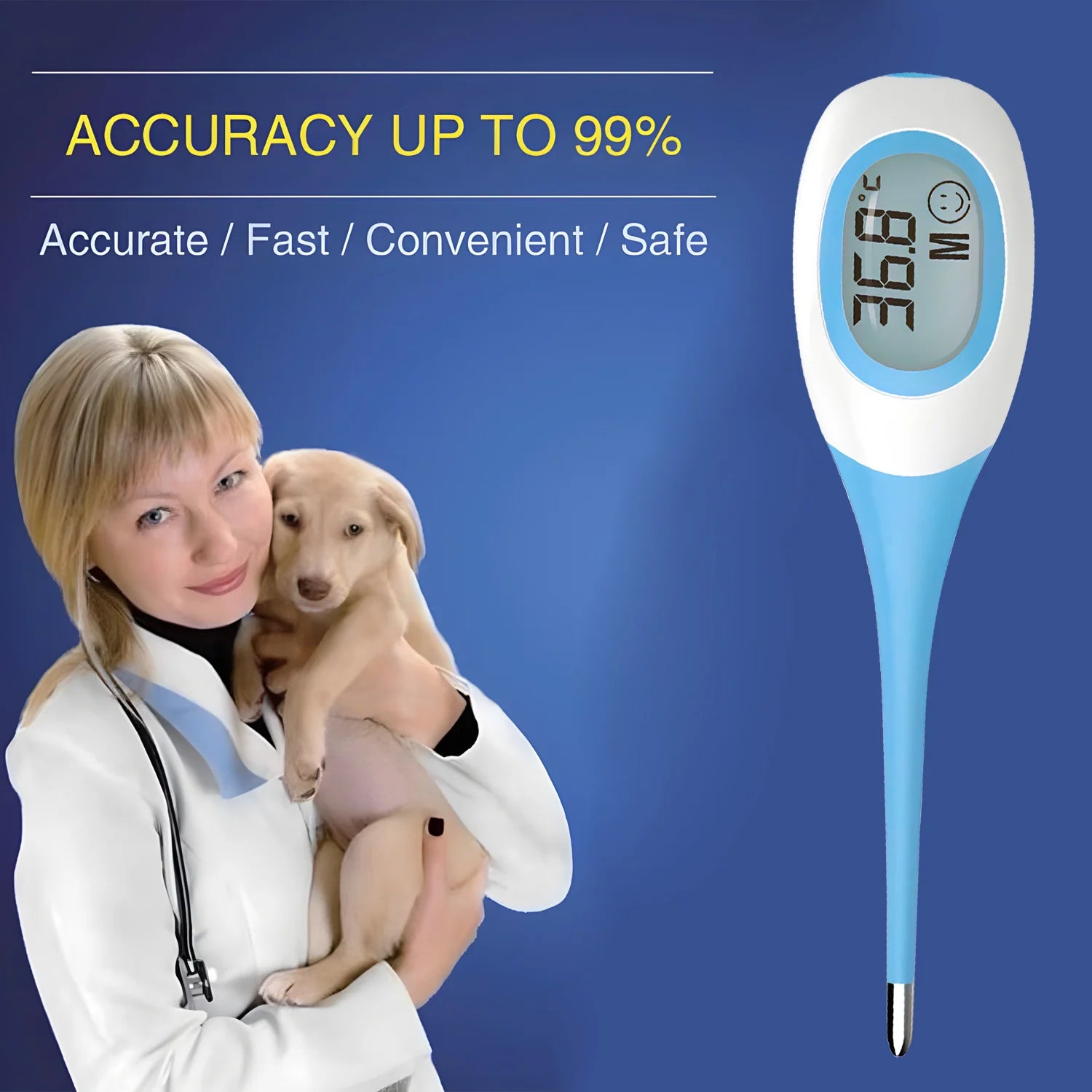 Pet Thermometer, LED Digital Electronic Veterinary Thermometer, Safe Accurate Temperature Tool for Dog and Cat