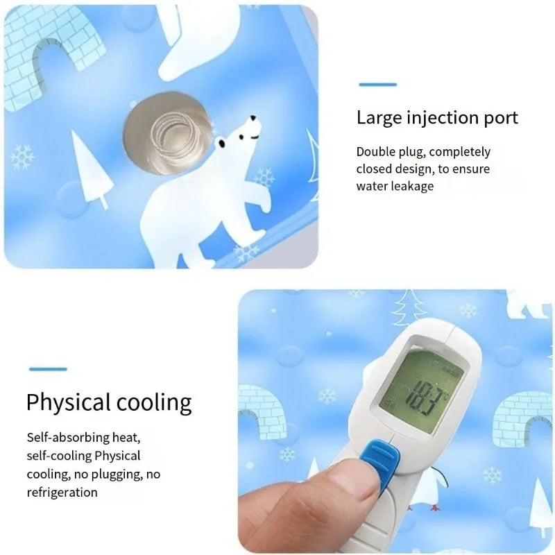 Ice Gel Pet Cooling Mat, Self Water Adding, Moisture-proof Cold Sleeping Pad for Small Large Dogs Cats Summer Indoor Use