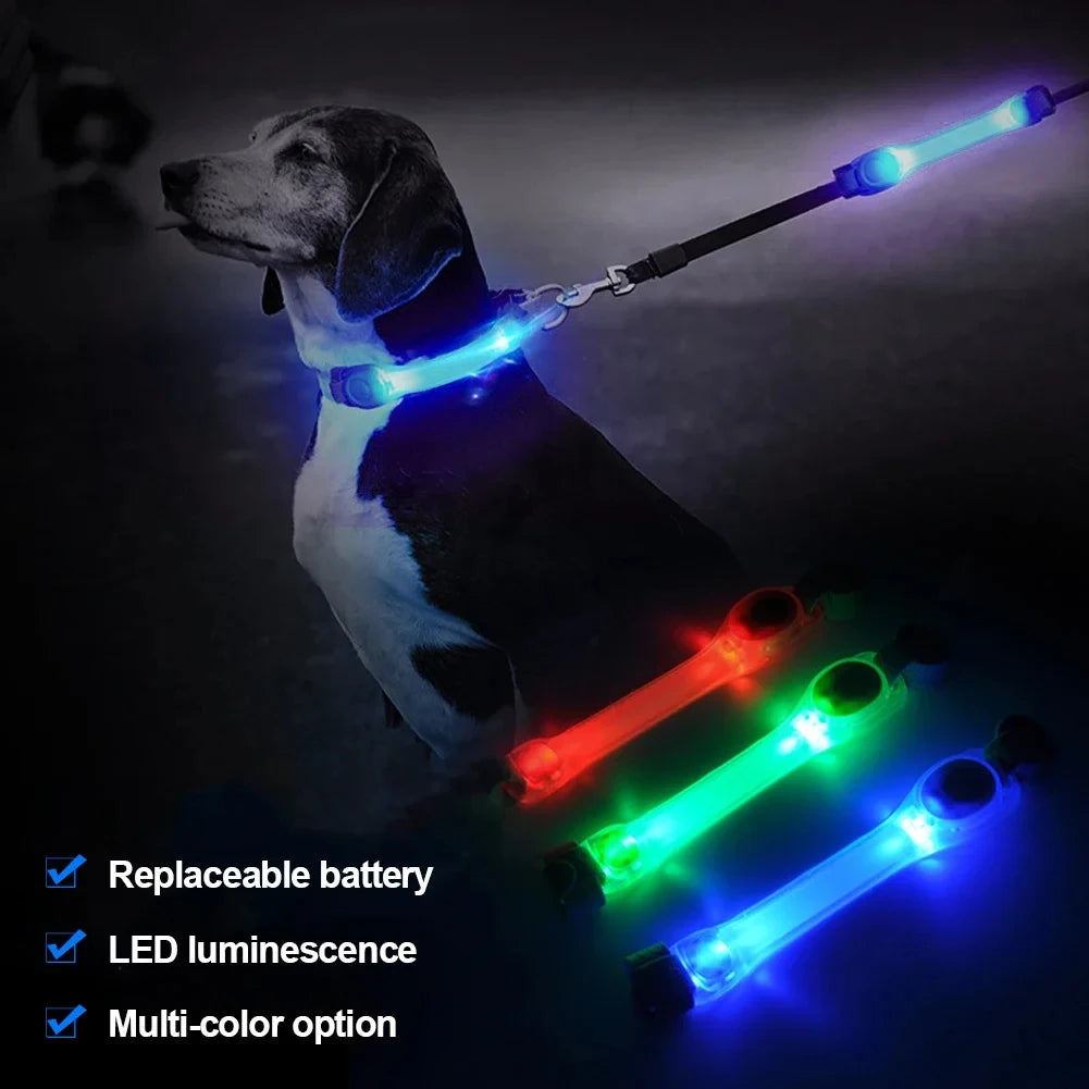 Night running pet dog safety harness collar for preventing loss. Multi-color pendant. Waterproof outdoor warning LED flashing li