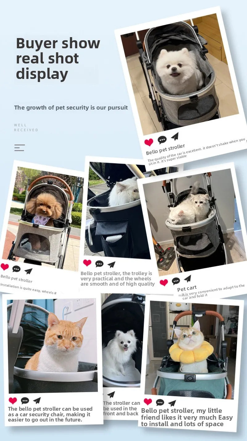 Pet Stroller Cats Dogs Carrier Wheels Supplies Portable Foldable Trolley Pet Outdoor Travel Products Accessories Dogs Stroller
