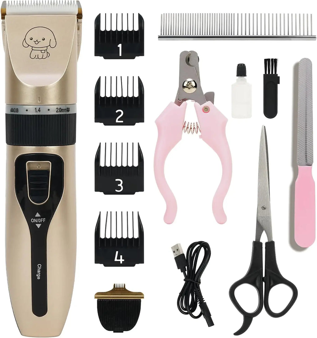 Pet Grooming Clippers Kit,low Noise, Electric Quiet, Rechargeable, Pet Hair Thick Coats Clippers Trimmers Set, For Dogs, Cats,