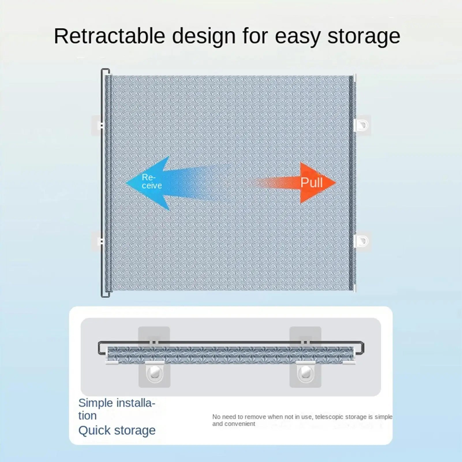 Retractable Pet Safety Gate No-Drill Childproof Net Fence Cat Baffle Protective Sliding Screen for Indoor Staircase Patio Deck
