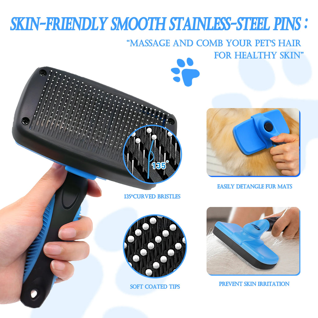 4pcs Professional Pet Grooming Brush Kit Cat Brush fit Long and Short Hair Stainless Steel Comb for Dog Puppy Hair Care Supplies
