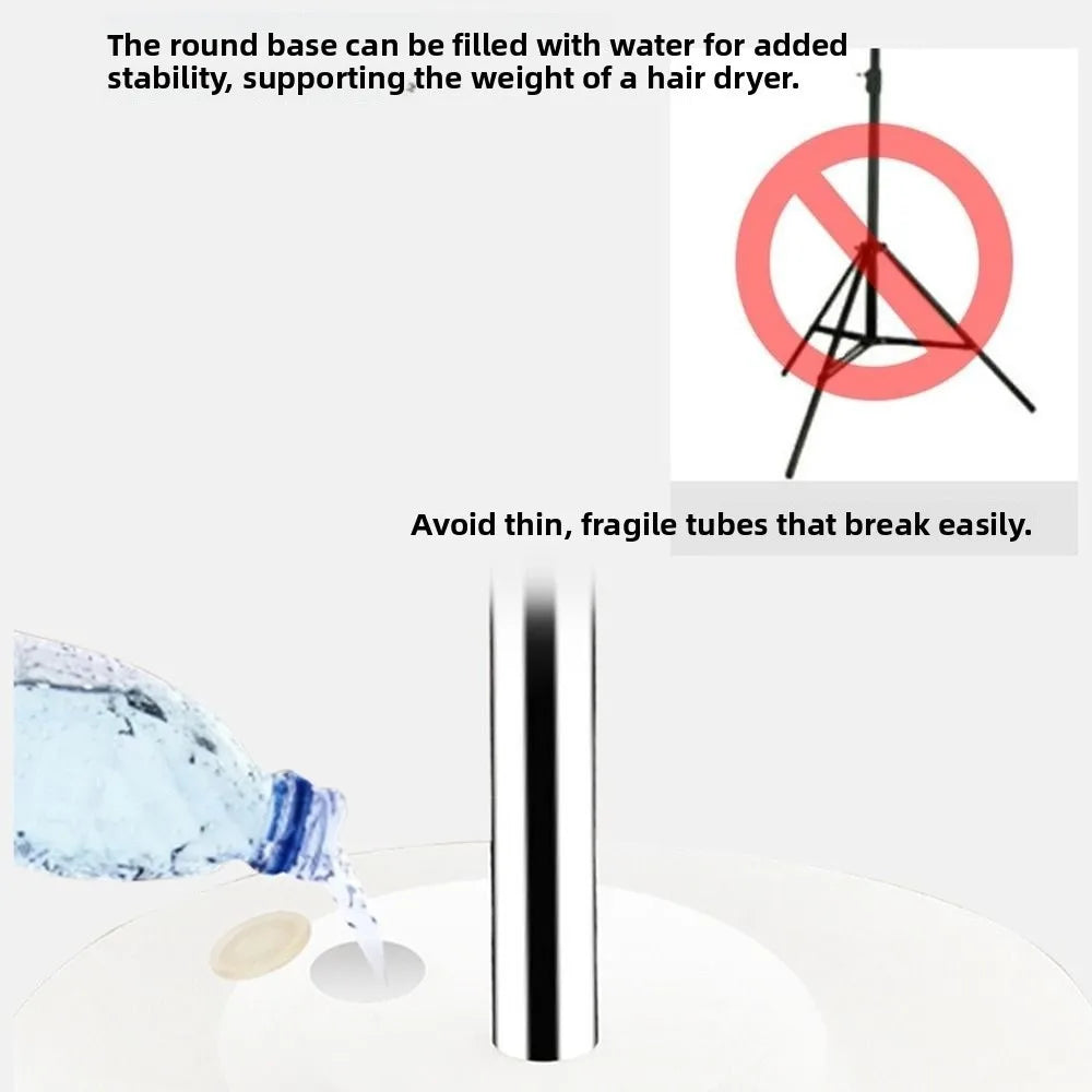 Retractable Pet Hair Dryer Stand Adjustable Height Rotatable Hairdryer Storage Rack Stable Base Universal