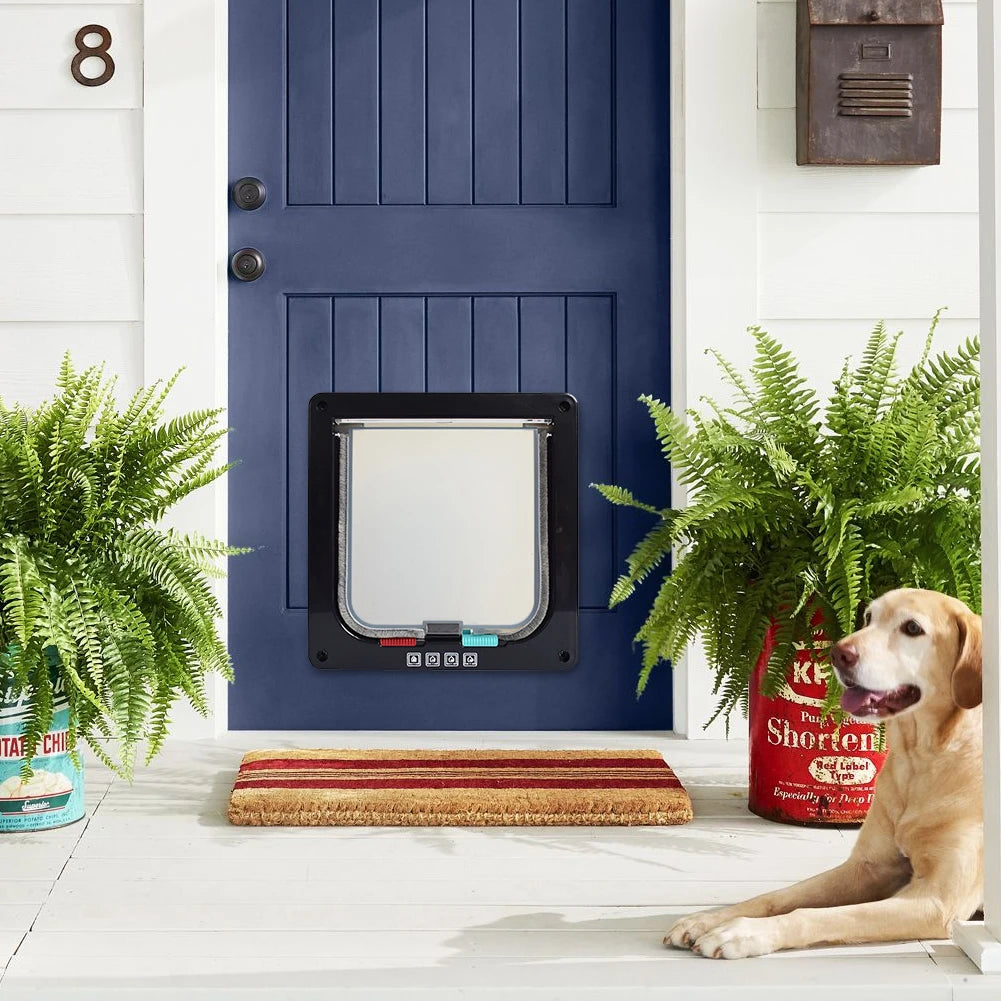 Dog Cat Kitten Flap Puppy Kitten Safety In&out Pet Door with 4 Way Security Lock Door Pet Doors and Sliding Door Safety Pet Door