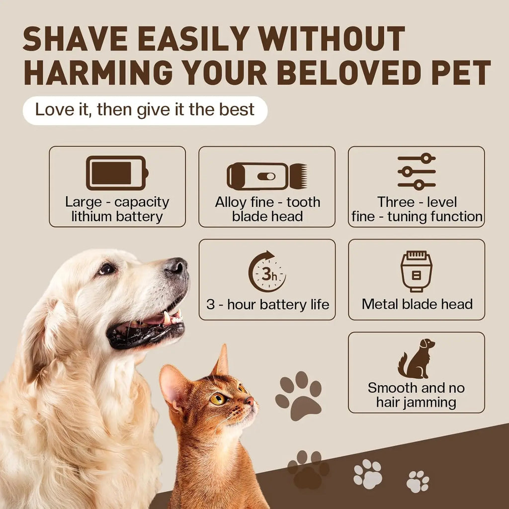 Pet Grooming Clippers Kit,low Noise, Electric Quiet, Rechargeable, Pet Hair Thick Coats Clippers Trimmers Set, For Dogs, Cats,