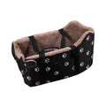 Portable Pet Car Carrier Center Console Dog Seat Safety Seat for Small Dogs Cats with Paw Print Design Pet Bed
