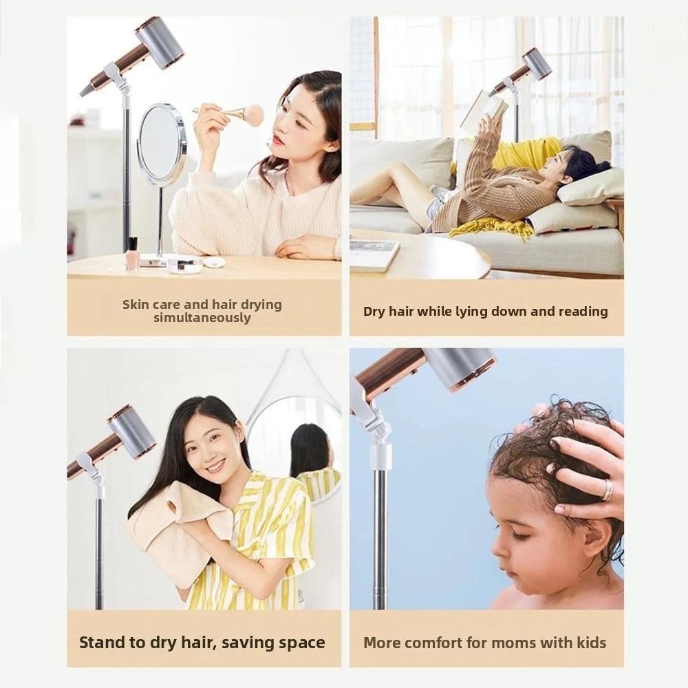 Retractable Pet Hair Dryer Stand Adjustable Height Rotatable Hairdryer Storage Rack Stable Base Universal