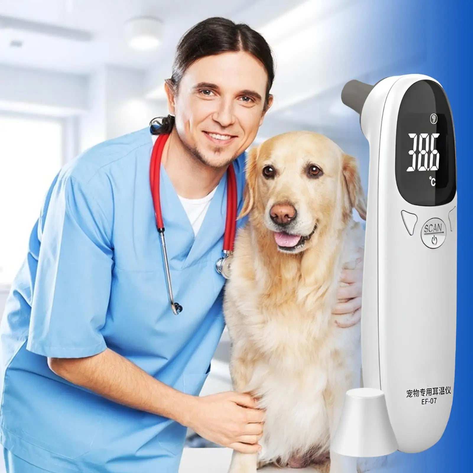 Vet Tech Pet Thermometer, Accurate Fever Detection for Cats Dogs, High-Precision Dual-Mode Animal Health Monitor Pet Supplies
