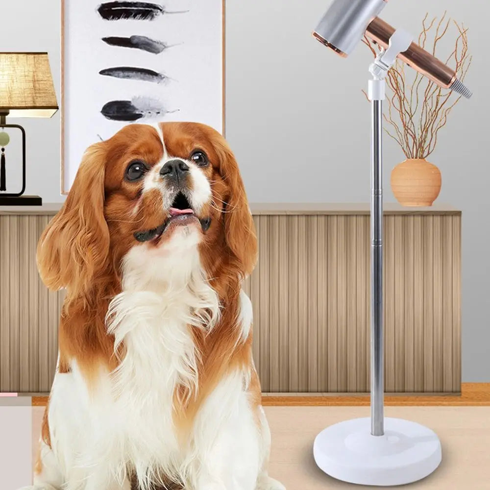 Retractable Pet Hair Dryer Stand Adjustable Height Rotatable Hairdryer Storage Rack Stable Base Universal