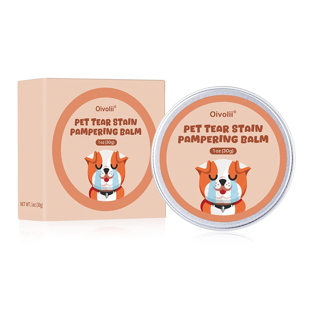 Pet Tear Stain Remover Balm With Brush Gentle Eye Cleaner For Dogs Cats Reduce Tear Marks Safe Non-Irritating Pet Eye Care